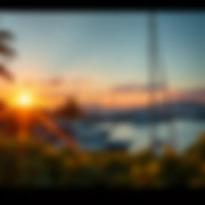 Scenic sunset over the stunning waterfront of Creek Marina