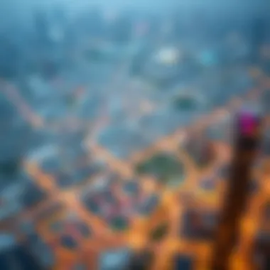 Aerial view of Dubai International City showcasing its layout and urban design