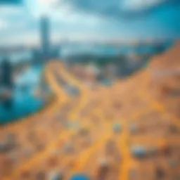 A detailed map showcasing the zip code areas in Dubai