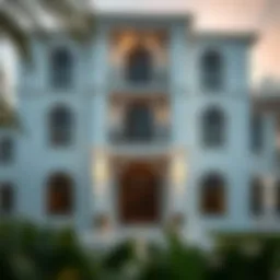 Luxurious villa exterior in Shakhbout