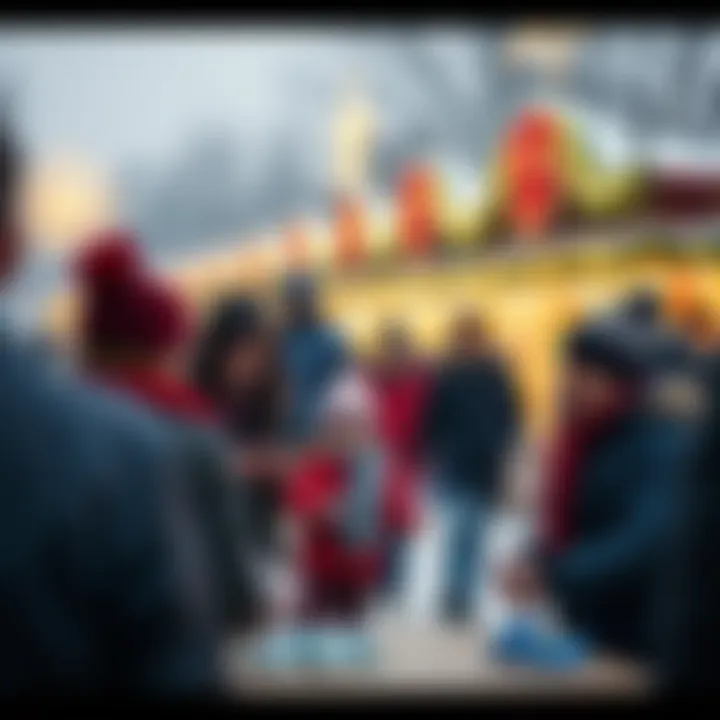 Families enjoying outdoor activities at a winter festival