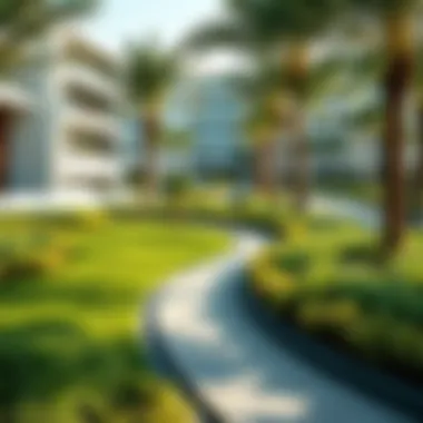 Landscaping Design of Yas Gateway Park Pathways and landscaping design within Yas Gateway Park highlighting its urban planning